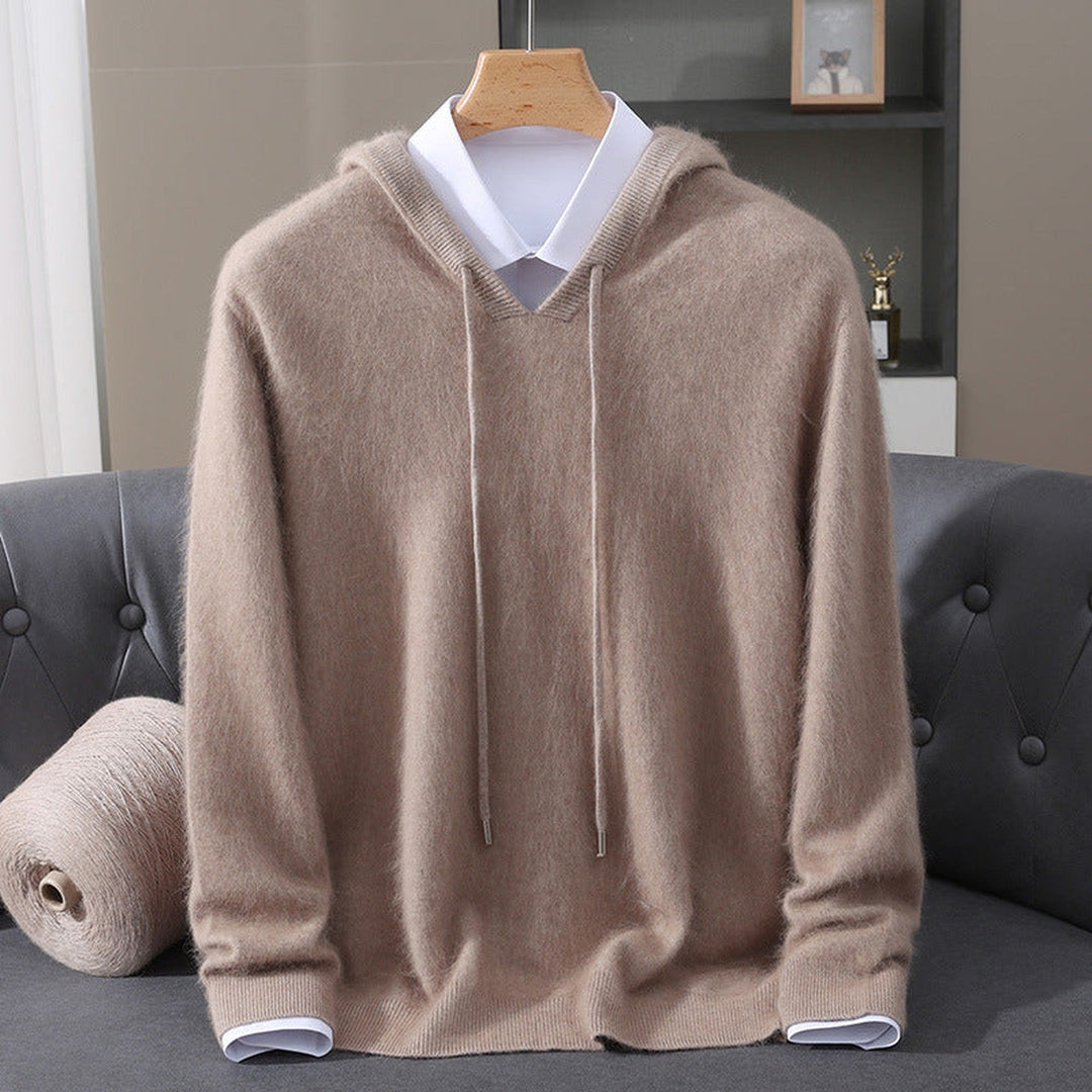 Men's Cashmere Hoodie - Luxe Soft Hooded Pullover – Camel