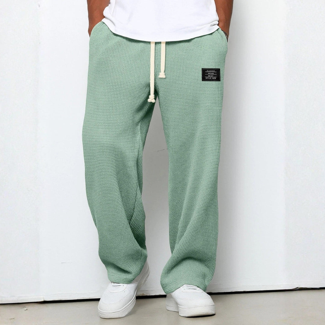 Men's Waffle-Knit Cotton Trousers - Relaxed Casual Joggers – view 6