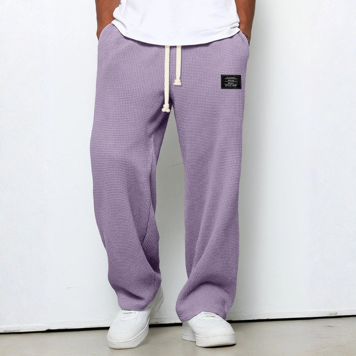 Men's Waffle-Knit Cotton Trousers - Relaxed Casual Joggers – view 5