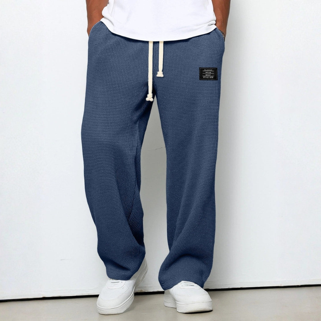 Men's Waffle-Knit Cotton Trousers - Relaxed Casual Joggers – view 9