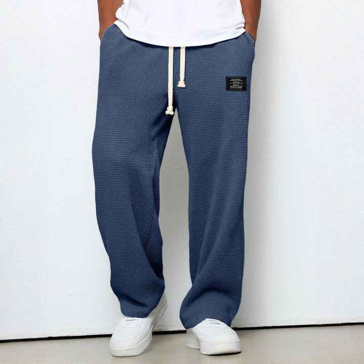 Men's Waffle-Knit Cotton Trousers - Relaxed Casual Joggers – view 9
