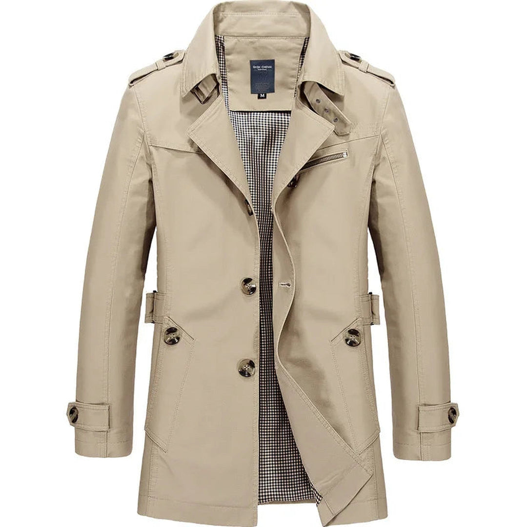 Men's Cotton Trench Coat – Single-Breasted Classic Mac – view 2