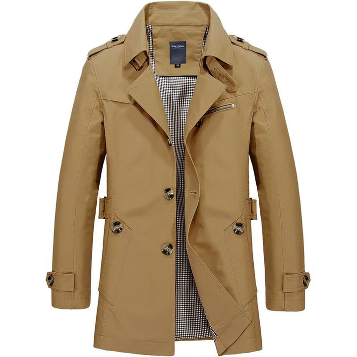 Men's Cotton Trench Coat – Single-Breasted Classic Mac – view 7