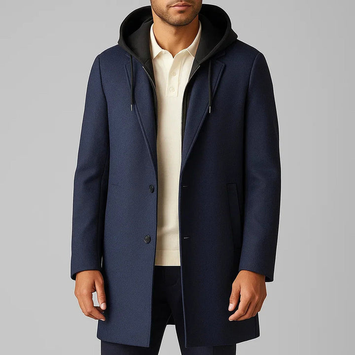 Men's Merino Wool Overcoat – Detachable Hood Winter Coat – view 8