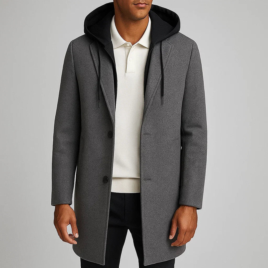 Men's Merino Wool Overcoat – Detachable Hood Winter Coat – view 10