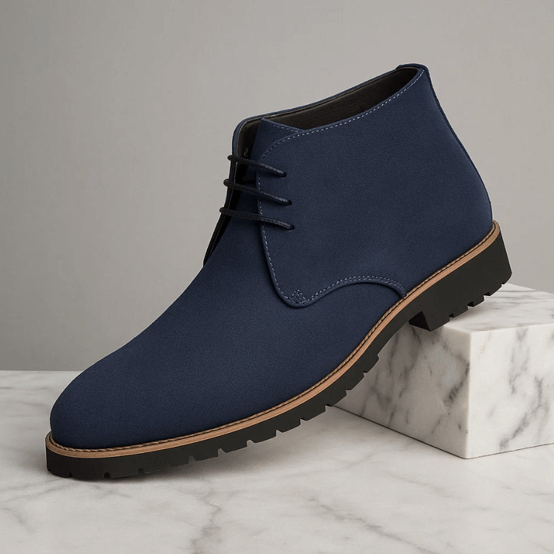 Men's Suede Chukka Boots – Cushioned Grip-Sole Boots – Dark Brown