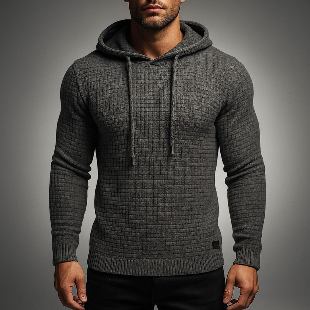 Men's Waffle-Knit Hoodie – Textured Cotton Hooded Top – view 2