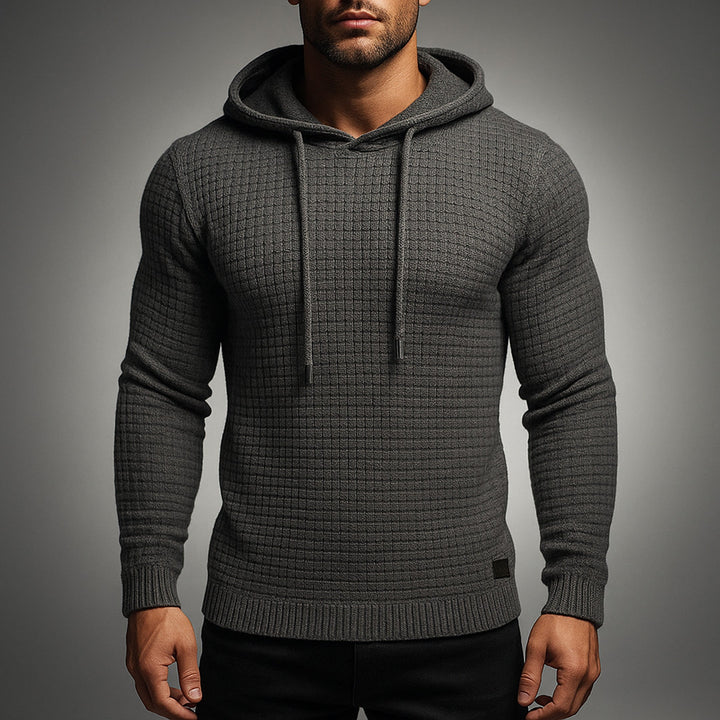 Men's Waffle-Knit Hoodie – Textured Cotton Hooded Top – view 2
