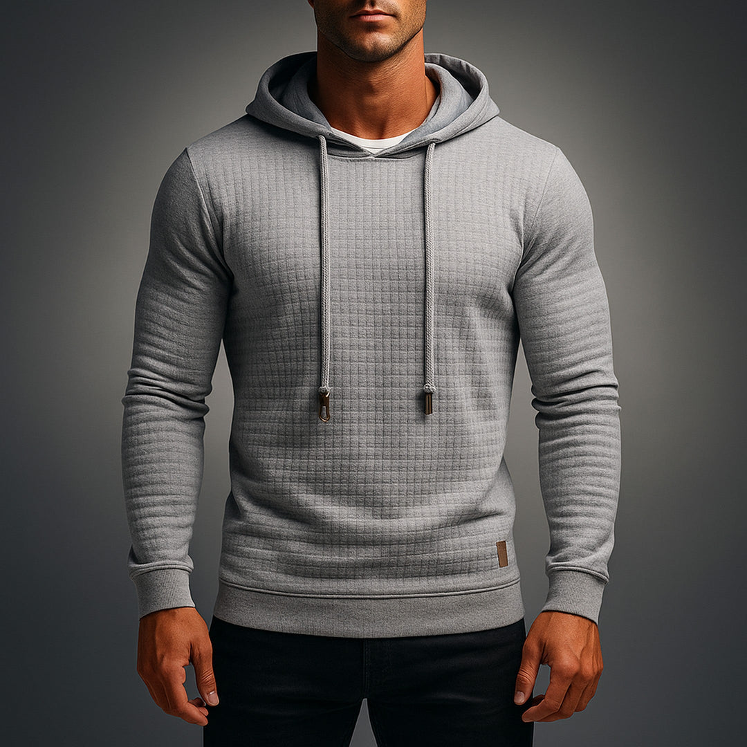 Men's Waffle-Knit Hoodie – Textured Cotton Hooded Top – view 3