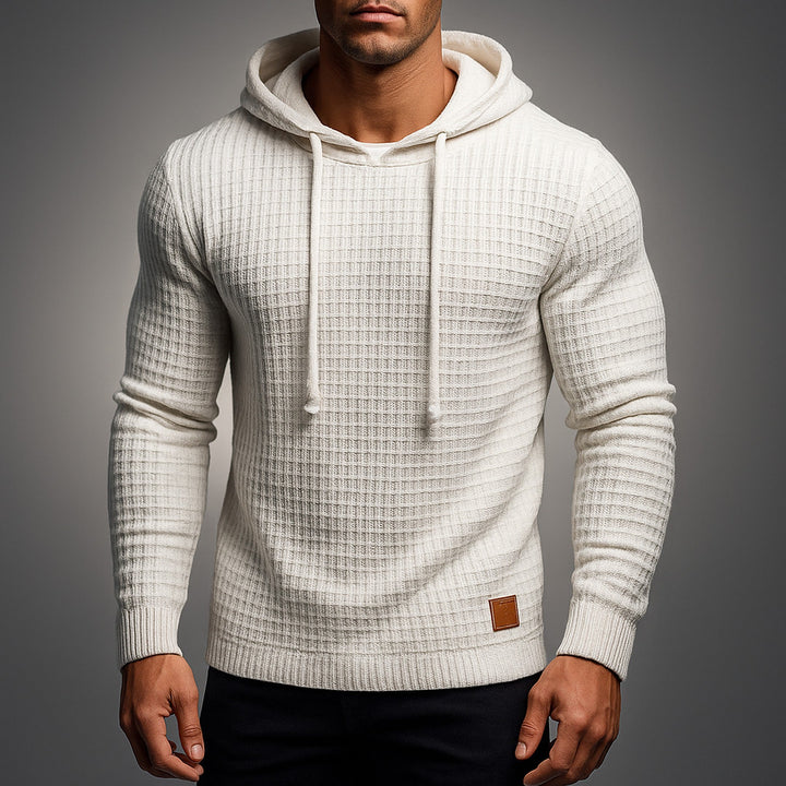 Men's Waffle-Knit Hoodie – Textured Cotton Hooded Top – view 4