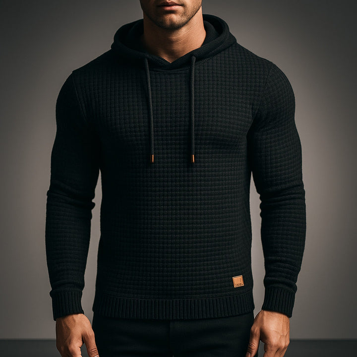 Men's Waffle-Knit Hoodie – Textured Cotton Hooded Top – view 5