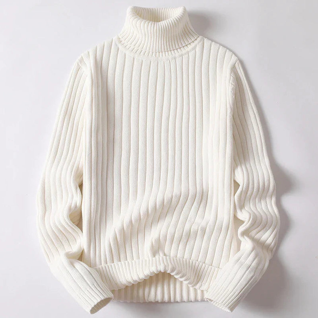 Men's Ribbed Knit Turtleneck Jumper – Heavy Roll Neck – view 2