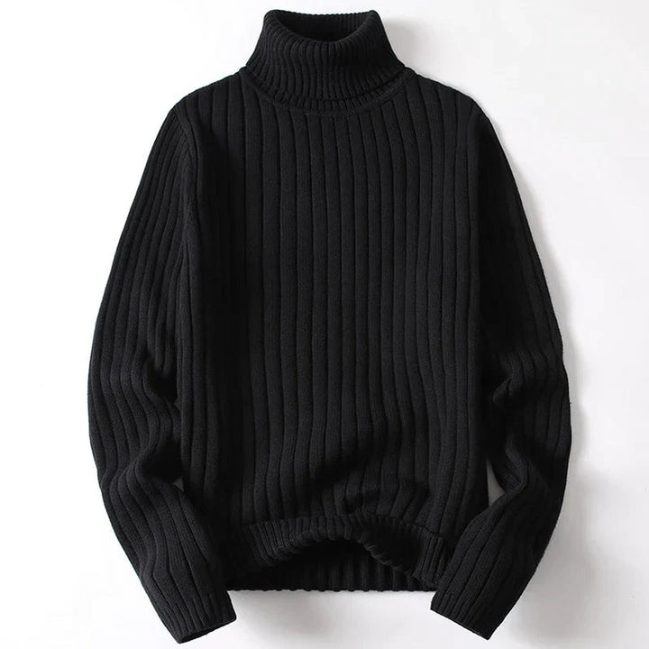 Men's Ribbed Knit Turtleneck Jumper – Heavy Roll Neck – view 5
