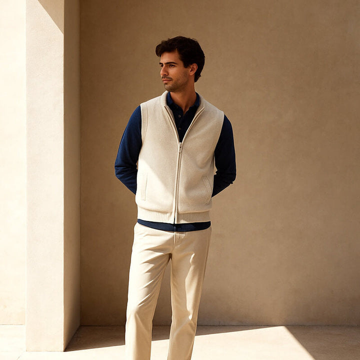 Men's Cashmere Gilet – Lightweight Zip Body Warmer Vest – view 5