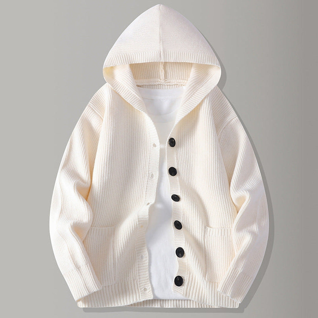 Men's Hooded Cardigan – Ribbed-Knit Button-Up Jumper – view 2