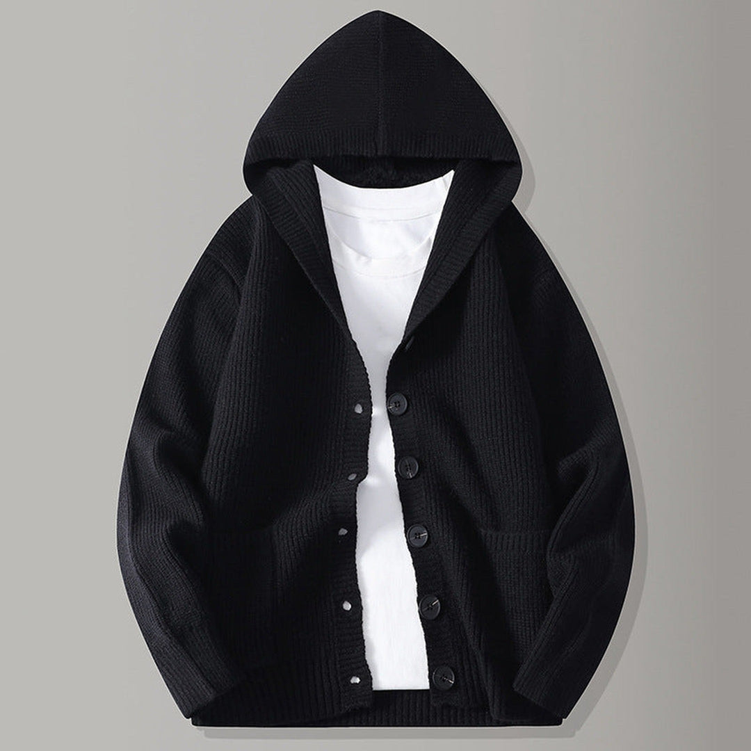 Men's Hooded Cardigan – Ribbed-Knit Button-Up Jumper – view 3