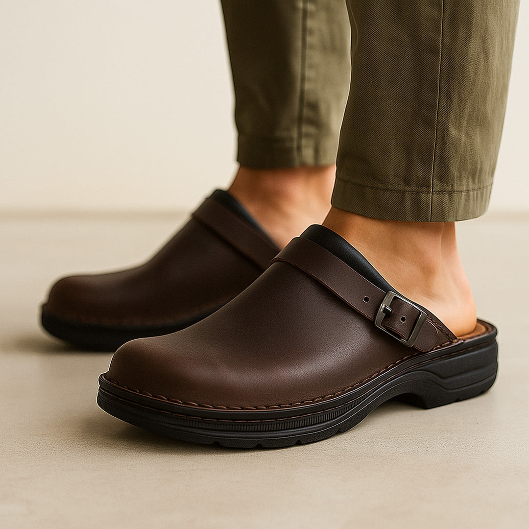 Men's Leather Clogs – Full-Grain Adjustable Slip-On Mules – view 6