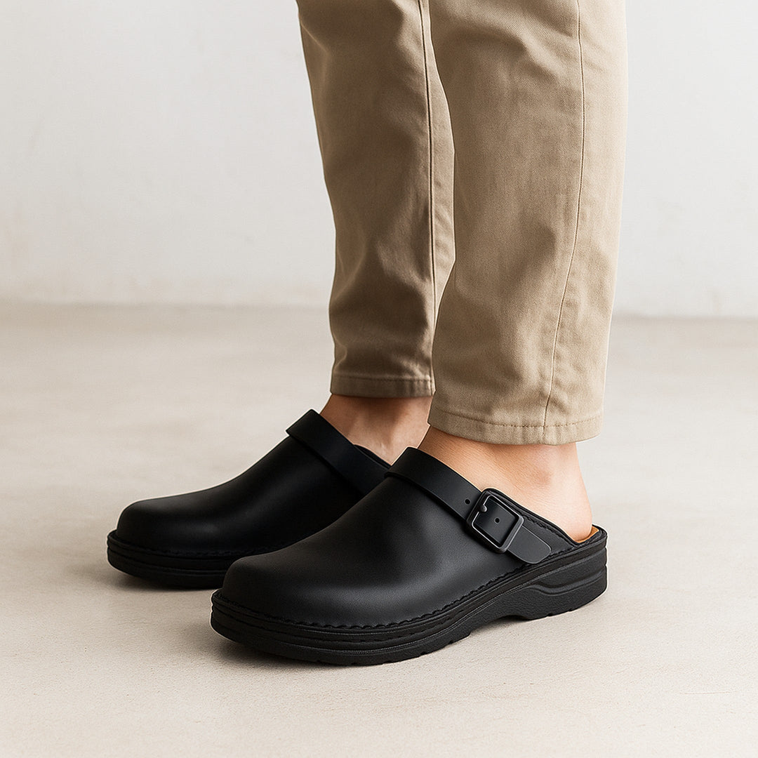 Men's Leather Clogs – Full-Grain Adjustable Slip-On Mules – view 3