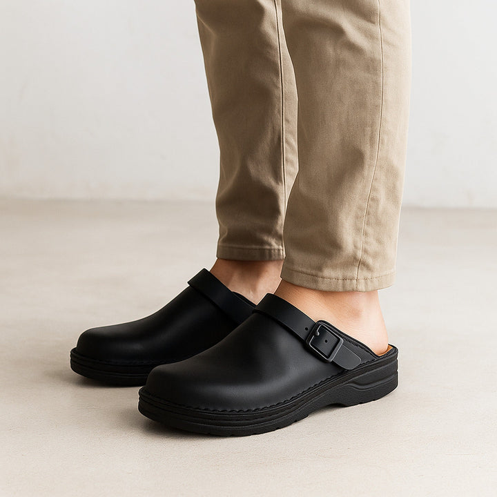 Men's Leather Clogs – Full-Grain Adjustable Slip-On Mules – view 3