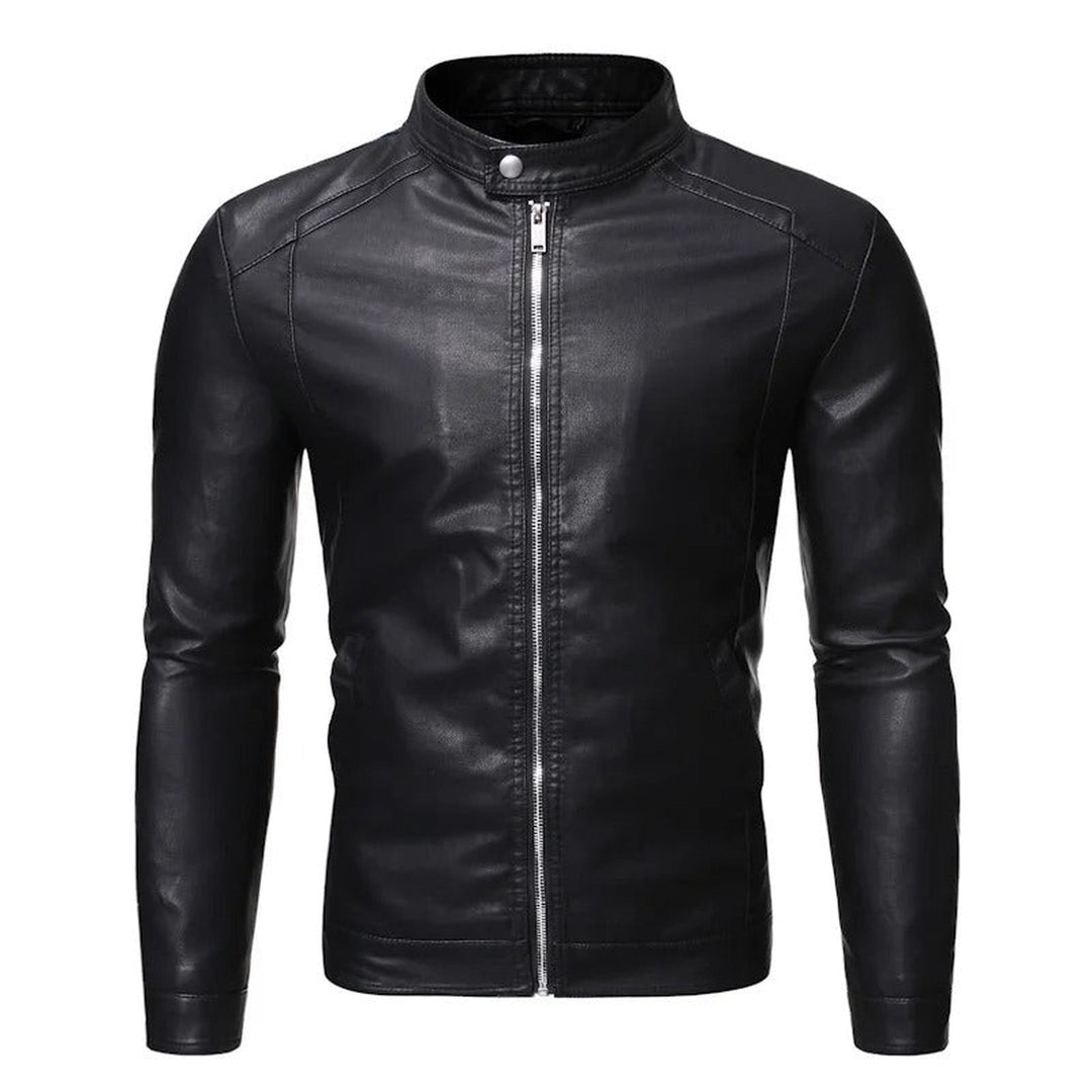Men's Leather Jacket – Slim Stand-Collar Zip-Up Layer – view 2