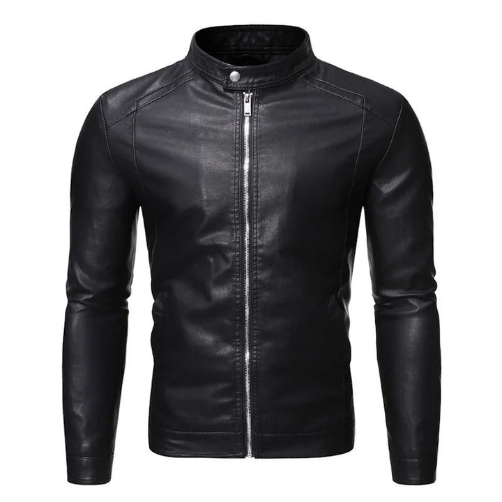 Men's Leather Jacket – Slim Stand-Collar Zip-Up Layer – view 2