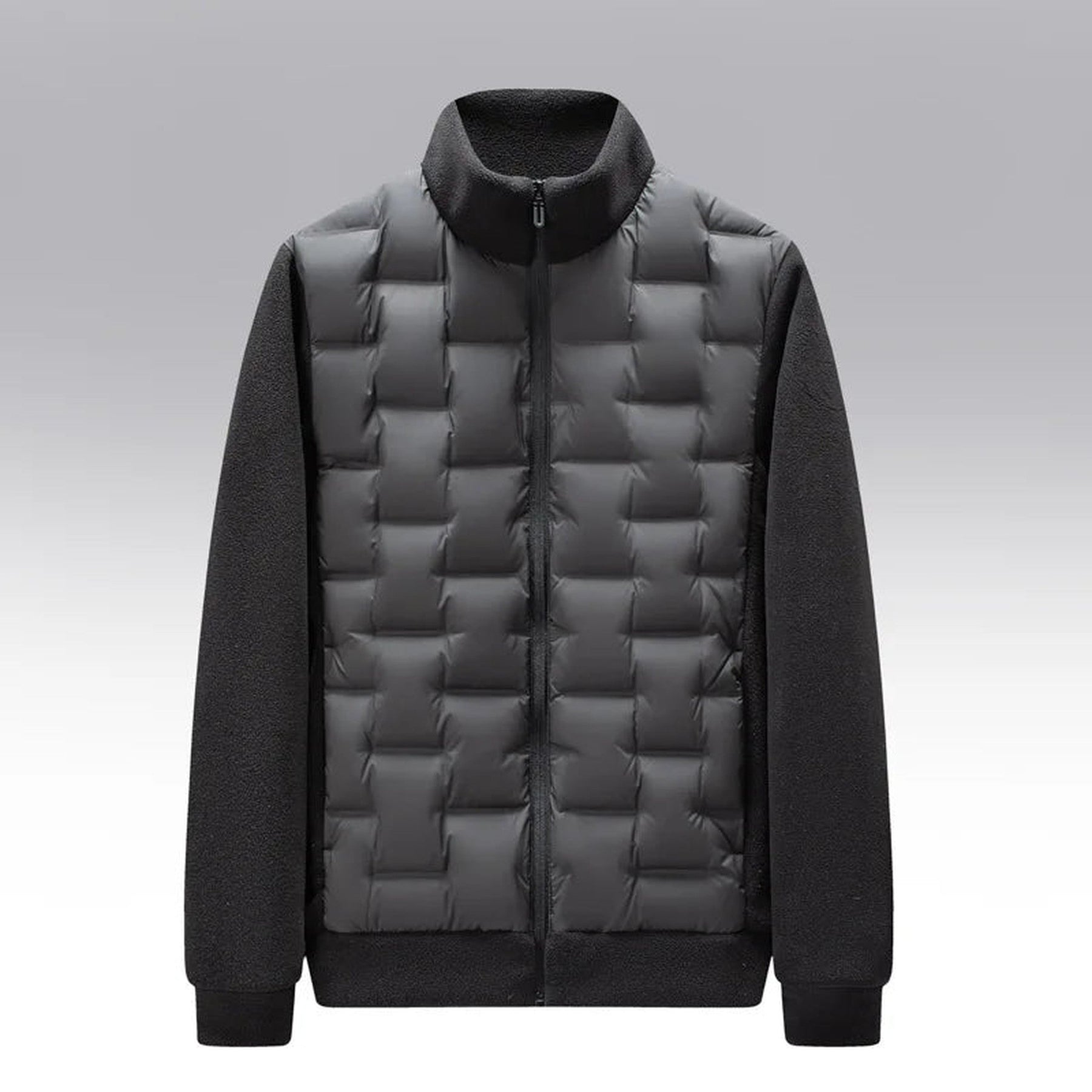 Men's Quilted Jacket – Fleece-Sleeve Insulated Hybrid Layer – view 7