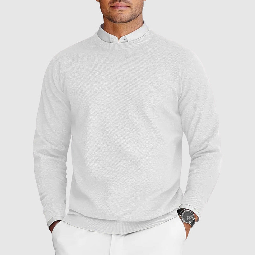 Men's Lightweight Knit Crewneck Jumper – Everyday Layering – White