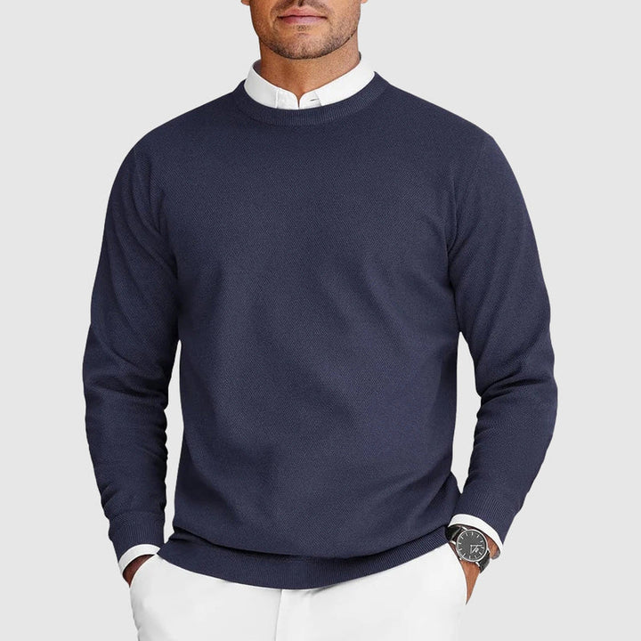 Men's Lightweight Knit Crewneck Jumper – Everyday Layering – Blue