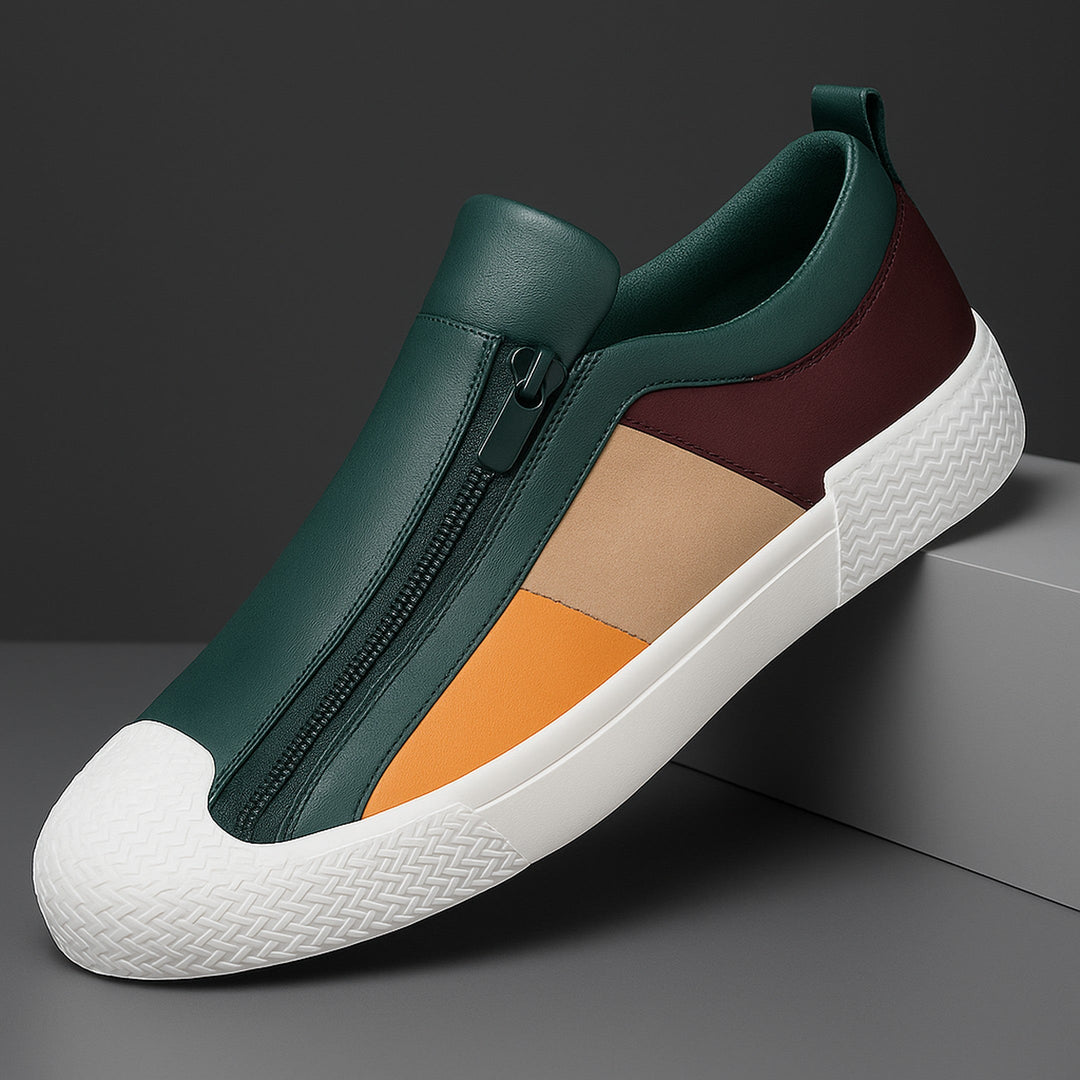 Men's Leather Zip Trainers – Modern Casual Low-Top Shoes – view 5