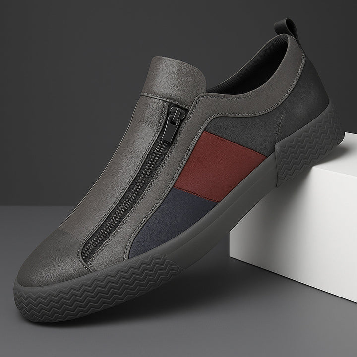 Men's Leather Zip Trainers – Modern Casual Low-Top Shoes – view 7