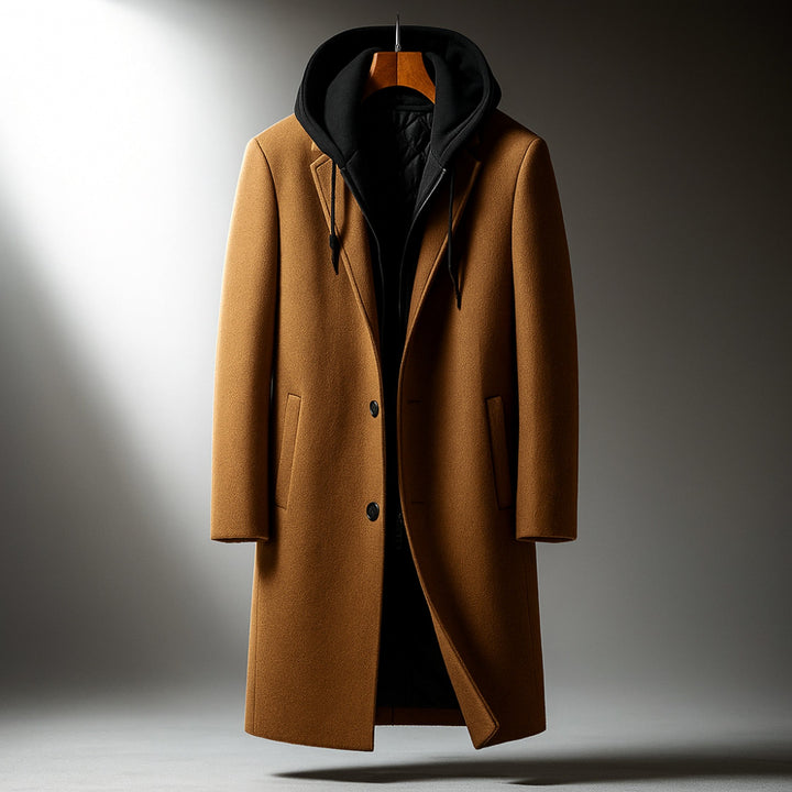 Men's Wool Blend Overcoat – Hooded Insert City Coat – view 2