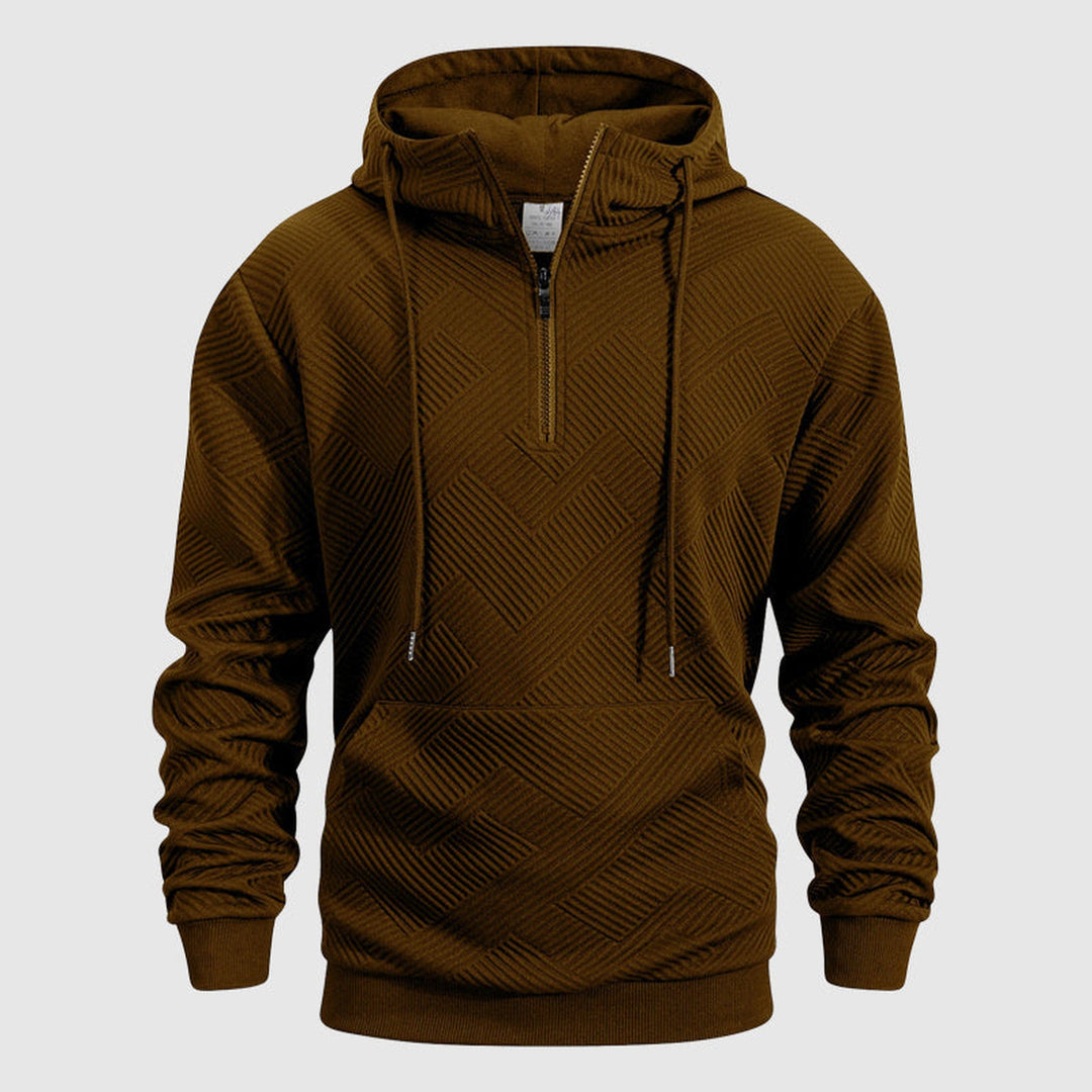 Men's Textured Knit Quarter-Zip Hoodie – Smart Casual Layering – view 4