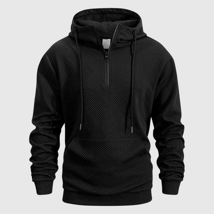 Men's Textured Knit Quarter-Zip Hoodie – Smart Casual Layering – view 5