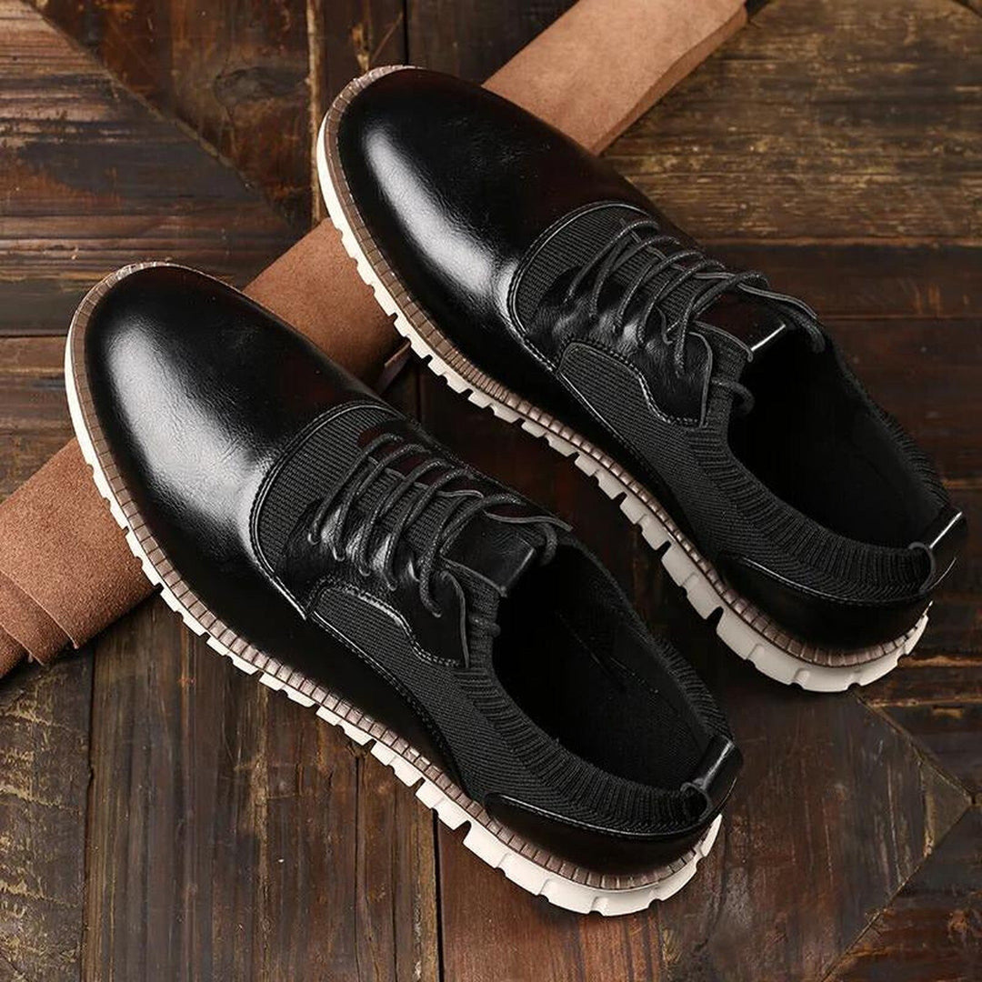 Men's Leather Knit Oxford Trainers – Smart Casual Hybrid Shoes – view 2