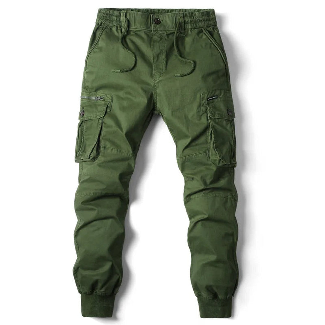 Men's Stretch-Cotton Cargo Joggers – Tapered Everyday Fit – Green