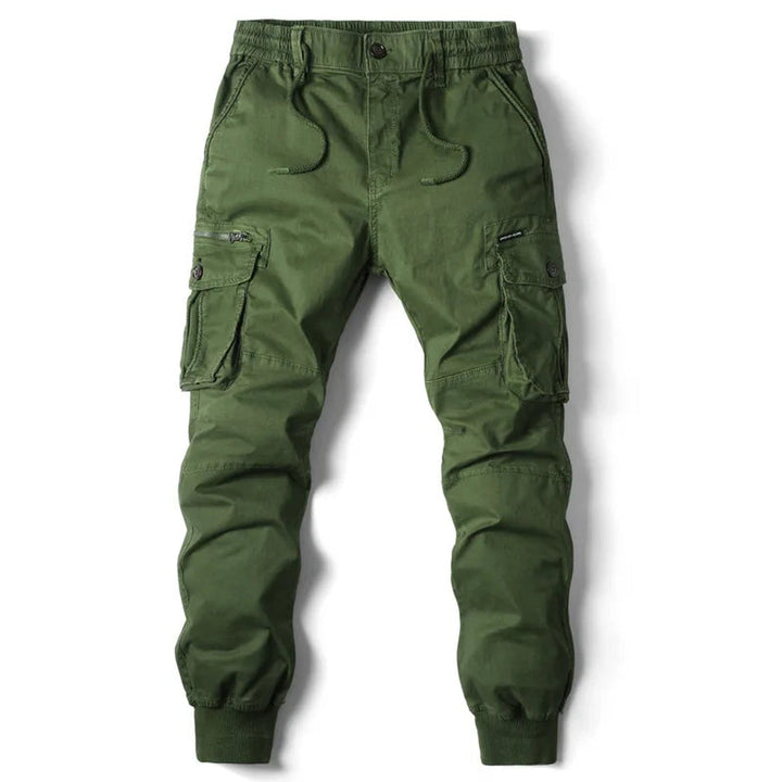 Men's Stretch-Cotton Cargo Joggers – Tapered Everyday Fit – Green
