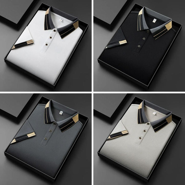 Men's Knitted Polo Shirt – Heritage Geometric Collar Detail – view 11