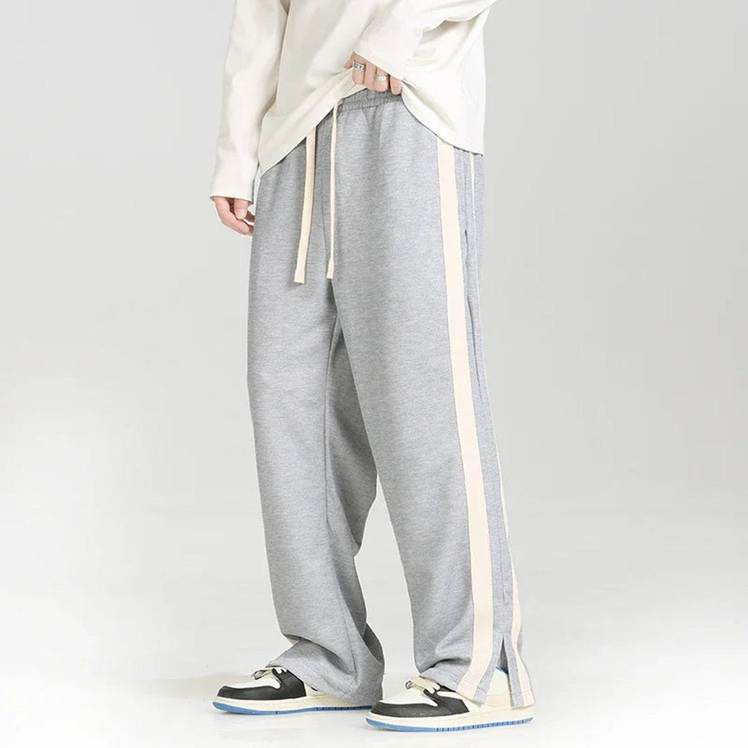 Men's Wide-Leg Retro Joggers – Soft Side-Stripe Track Trousers – view 3