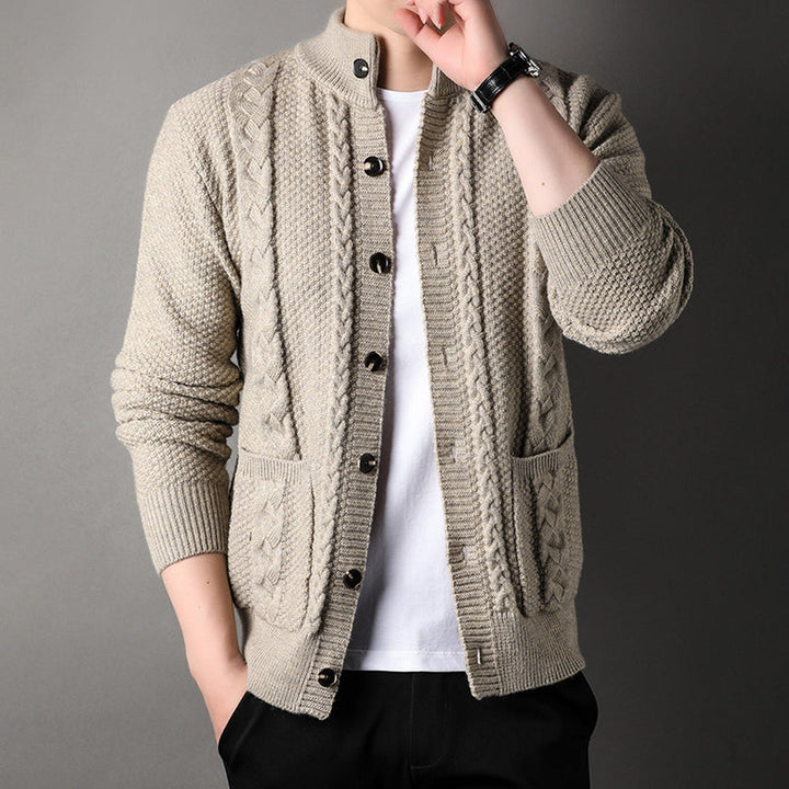 Men's Wool-Blend Knit Cardigan – Mock Neck Heritage Style – view 10