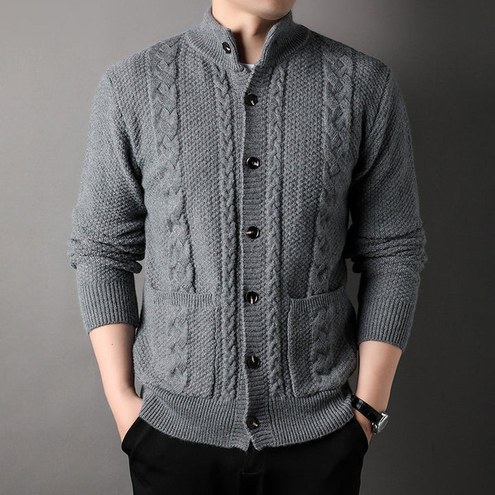 Men's Wool-Blend Knit Cardigan – Mock Neck Heritage Style – view 9