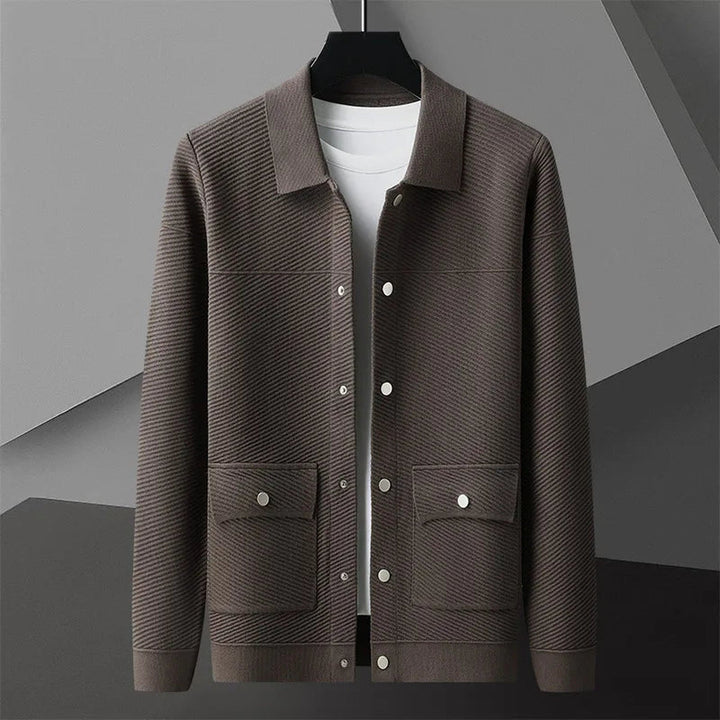 Men's Ribbed Knit Jacket with Snap Front – Smart Casual Layer – view 4