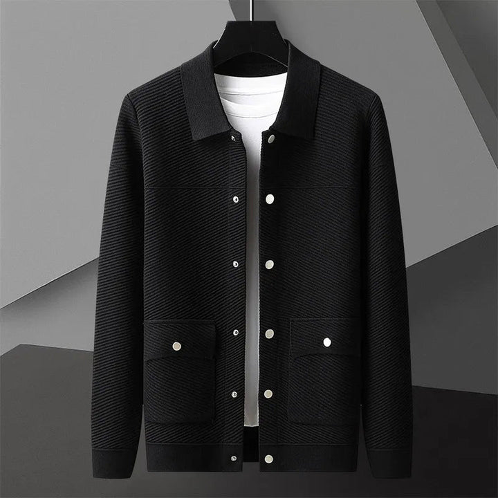Men's Ribbed Knit Jacket with Snap Front – Smart Casual Layer – view 6