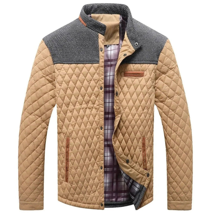 Men's Diamond-Quilted Jacket – Lightweight Insulated Layer – Khaki