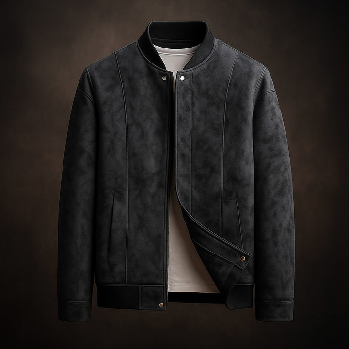 Men's Vegan Suede Bomber Jacket – Lined Smart-Casual Layer – view 4