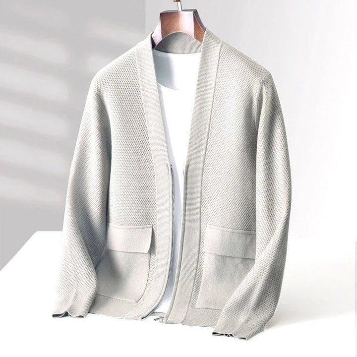 Men's Cashmere Blend Zip Cardigan – Shawl Collar Knit Layer – view 4