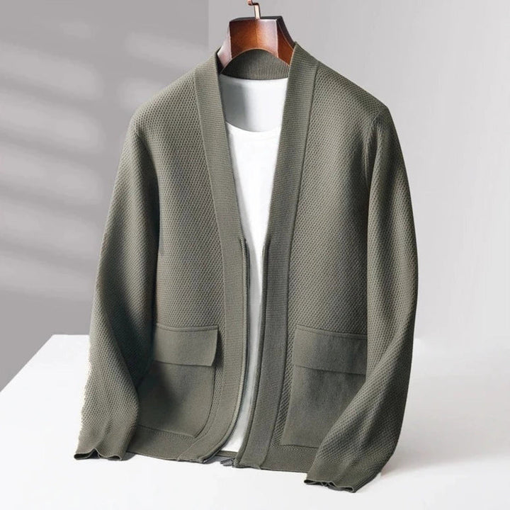 Men's Cashmere Blend Zip Cardigan – Shawl Collar Knit Layer – view 5