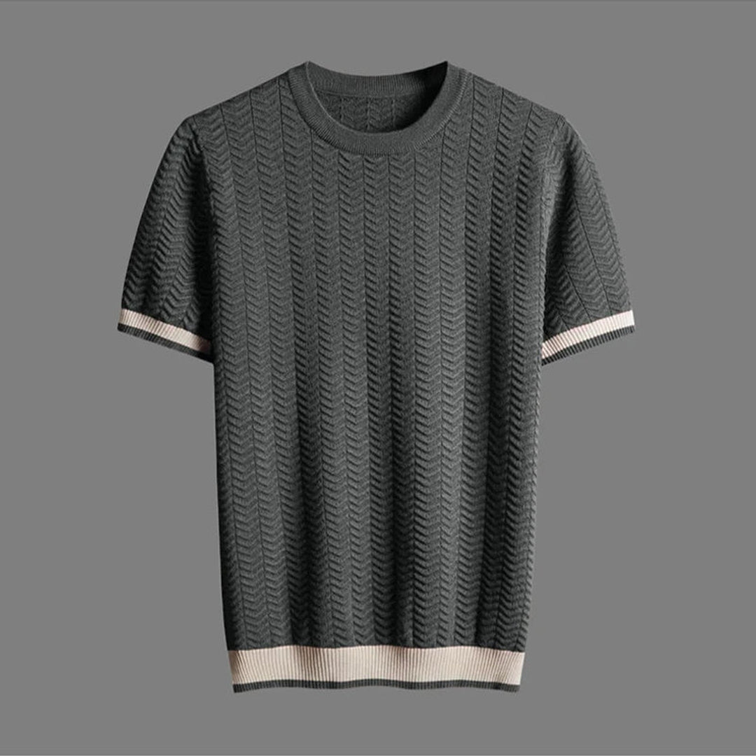 Men's Chevron Knit Tee – Textured Jacquard Smart Casual Top – view 3