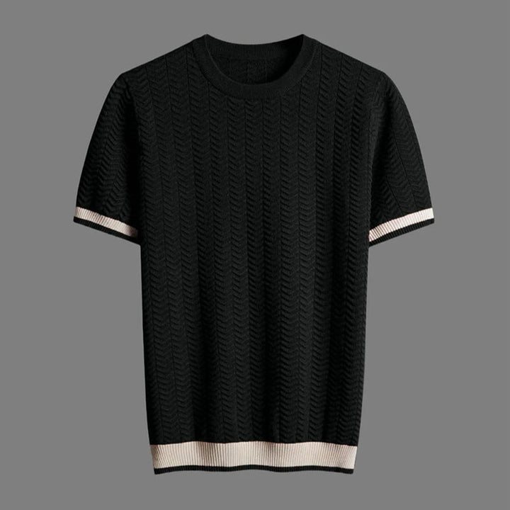 Men's Chevron Knit Tee – Textured Jacquard Smart Casual Top – view 4