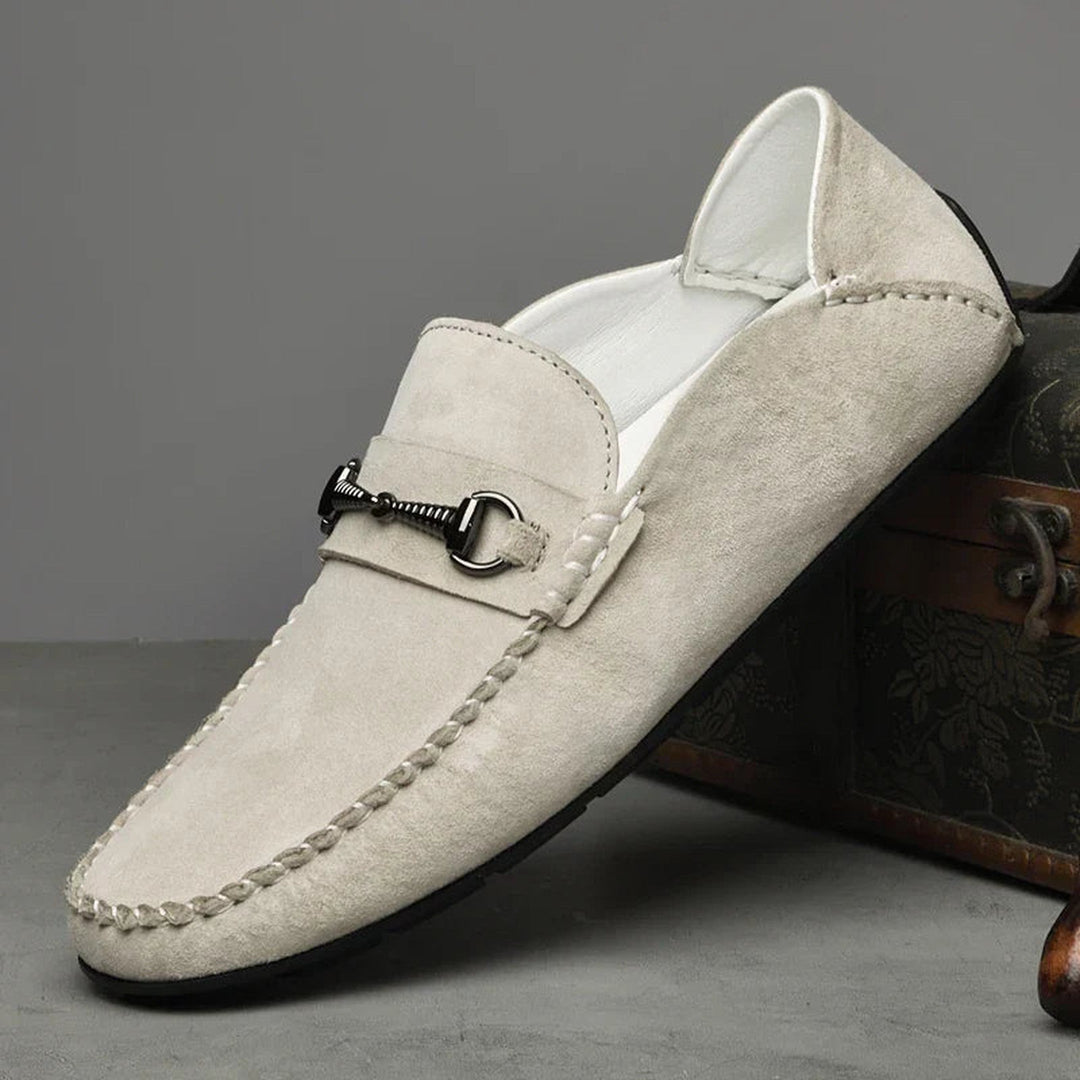 Men's Suede Loafers – Horse-Bit Detail, Non-Slip Sole