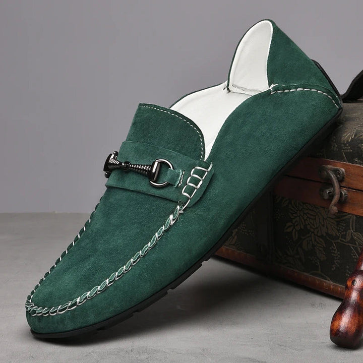 Men's Suede Loafers – Horse-Bit Detail, Non-Slip Sole